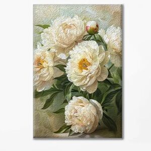 NWT- Paint by Numbers - White peonies